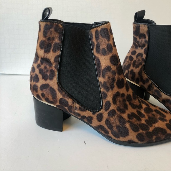 Nine West Leopard Print Chelsea Boots Natural Multi Pony Hair Size 8 - Picture 7 of 16